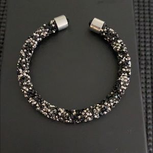 Silver and black rhinestones bracelet